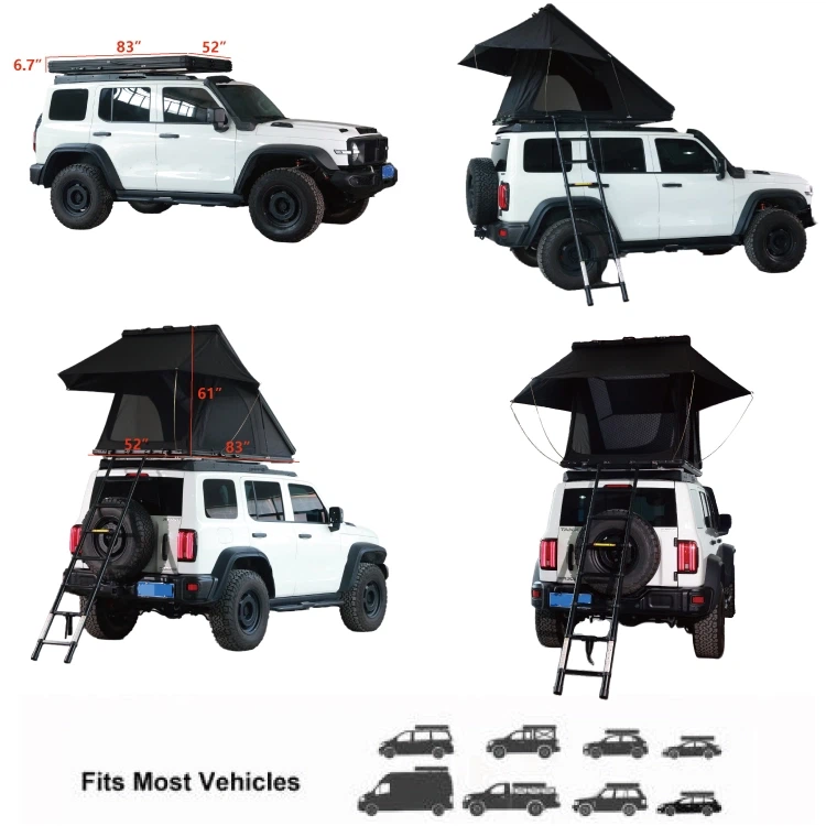 2 Man Triangular Aluminum Hard Shell Rooftop Tent 5 2 Man Triangular Aluminum Hard Shell Rooftop Tent 5
